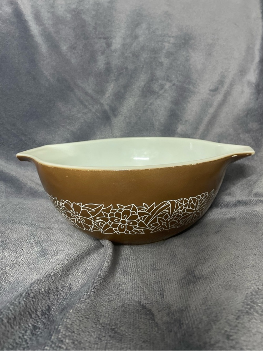 Vintage Brown Floral Casserole Dish